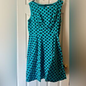 Polka Dot Sleeveless Dress - Teal and Black